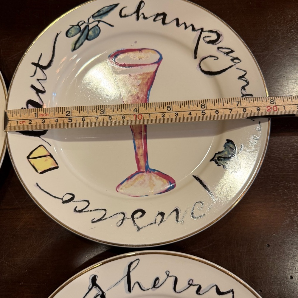 Rosanna Wine-Themed 8” Plates with Gold Trim set of 4 - Picture 6 of 7